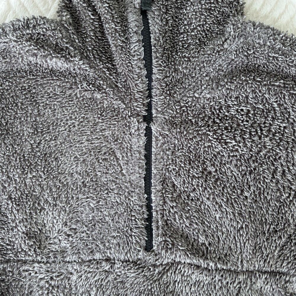 prAna Women's M Polar Escape Half Zip Sherpa Fleece Hoodie Gray Pullover Cozy - Picture 3 of 8